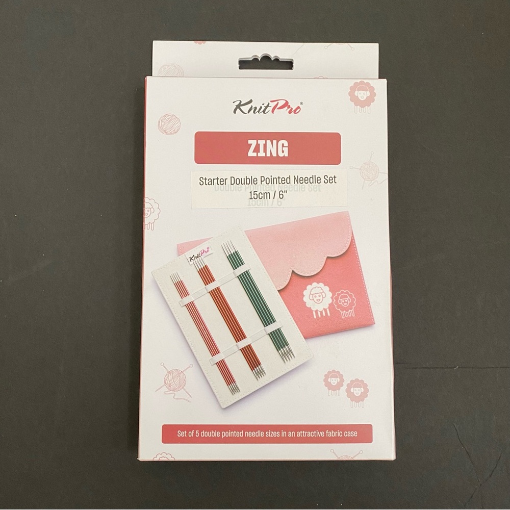 KnitPro Zing Double Pointed Needles DPN Knitting Set 6 Inches Long, 5 Sizes